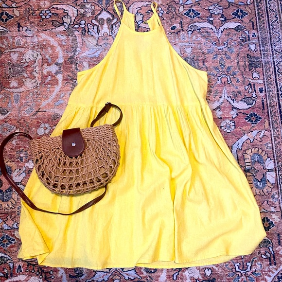 NWT Yellow linen halter dress - Picture 1 of 5